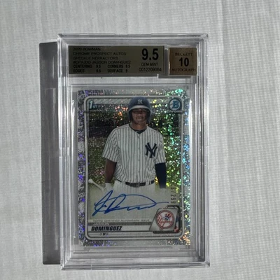 Jasson Dominguez 2020 Bowman Chrome Speckle Refractor Auto BGS 9.5/10 Gem Mint - Image 1 of 2