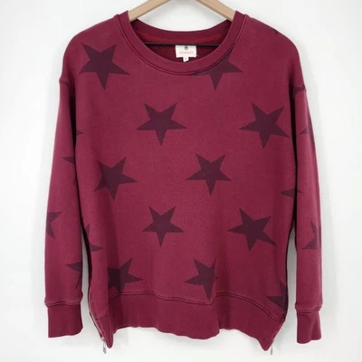 SUNDRY Womens Oxblood Star Print Sweatshirt Size 0/XS Grunge Punk Bikercore - Image 1 of 4