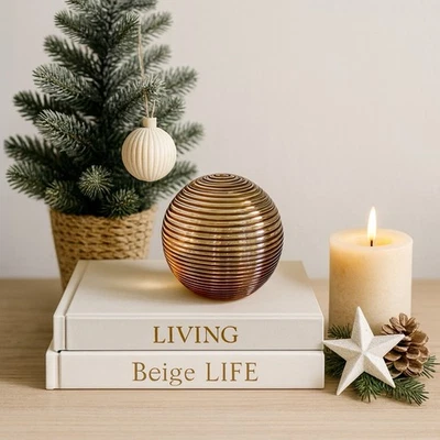 Vintage Textured amber Swirl Glass Paperweight Artist Signed Handblown Art Glass - Image 1 of 4