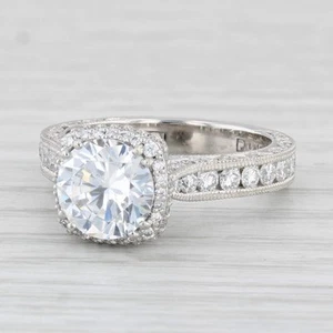 Nuevo Tacori Semi Montaje Diamante Halo Anillo de Compromiso Platino Talla 6.25 - Imagen 1 de 11