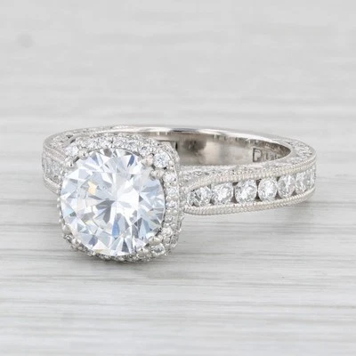 Nuevo Anillo de Compromiso Tacori Semi Montaje Diamante Halo Platino Talla 6.25 Certificado Foto 1 de 4