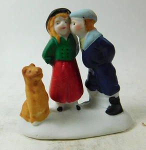 lenox Christmas Village Boy Kissing Girl With Dog Figurine - Picture 1 of 2