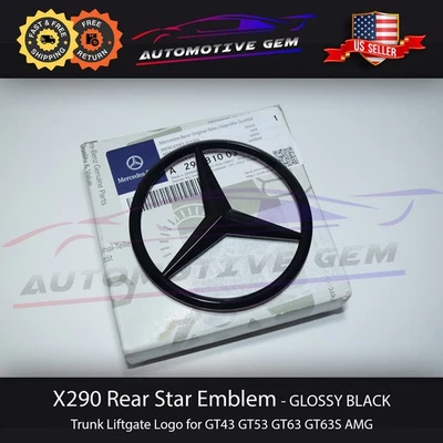 X290 GT63S GT53 GT43 AMG maletero estrella emblema negro brillante logotipo trasero insignia Mercedes Foto 1 de 4