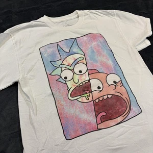 Rick and Morty Shirt Men’s Size M White Split Face Graphic Tee Adult Swim TV - Picture 1 of 15