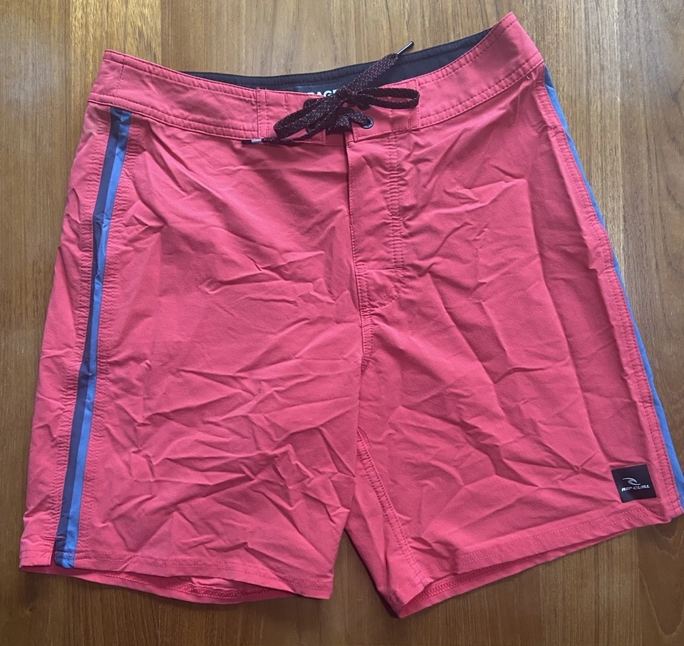 Rip Curl Mirage Youth Board Shorts Boy 28 Coral Red Cordura Fabric Surf Swimsuit - Image 1 of 4