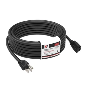 Cable de extensión para exteriores negro de 50 pies, 16/3 SJTW resistente impermeable, 3 clavijas G... - Imagen 1 de 7