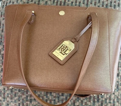 Bolso Cartera Ralph Lauren Newbury Cuero 13 Pulgadas Ancho con Cubierta Antipolvo-Nuevo Foto 1 de 4
