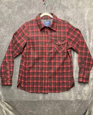 Camisa Pendleton De Colección Para Mujer Talla L Rojo Búfalo Cuadros 100% Lana Hecha en EE. UU. Exterior Foto 1 de 4