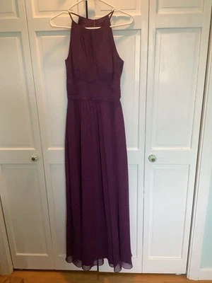 Azazie фиолетовый трапециевидный с бретелью через шею шифоновое платье размер S - Изображение 1 из 4