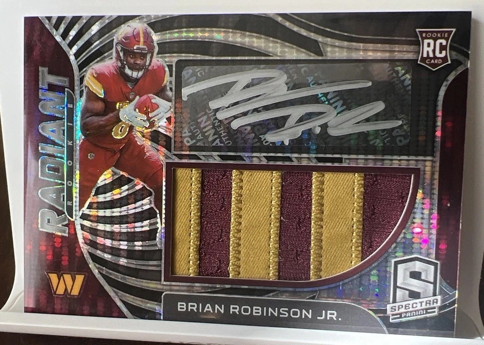 2022 Spectra Brian Robinson Jr. /10 Radiant Rookie RPA Neon Black Light NFL - Image 1 of 3