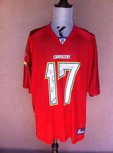 SAN DIEGO CHARGERS JERSEY RIVERS RED SIGNED 8 PLAYERS SIZE 2XL RARE RED JERSEY - Picture 1 of 1