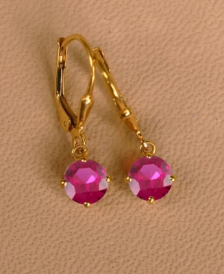 925 Argento Sterling Rubino Orecchini Taglio Rotondo Fidanzamento Wear Ciondolo - Immagine 1 di 4