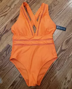 Tempt Me Monokini Monokini Monopezzo Scollo a V Arancione Scavato Croce Taglia M - Foto 1 di 4