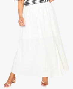 City Chic Womens Plus Size Medium 18 Linen Pull On Wonderous Maxi Skirt in Ivory - Picture 1 of 8