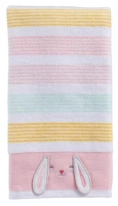 Celebrate Easter Spring Bunny Ears Striped Plush Bath Hand Towel 100% Cotton - Picture 1 of 2
