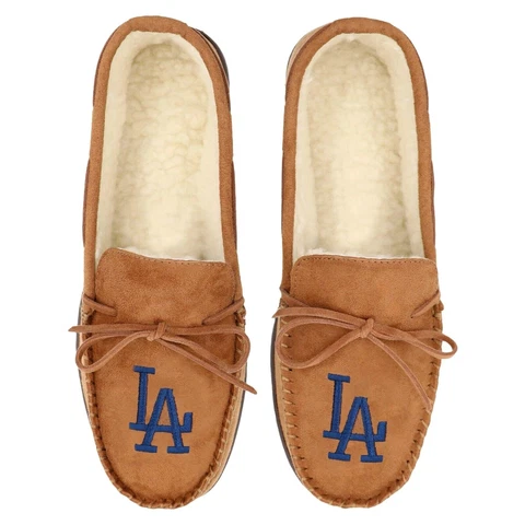 MLB Los Angeles Dodgers Men's Moccasin Hard Rubber Slippers Cover