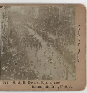 G.A.R. Review Sept 1893 Indianapolis Indiana Keystone Stereoview - Picture 1 of 4