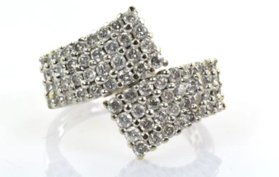 Diamond Crossover Ring in 18k White Gold .80 Carats Size 6.5 - Image 1 of 4