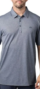 NWT Travis Mathew Langley Heather Blue Golf Polo Shirt Mens Large  - Picture 1 of 3