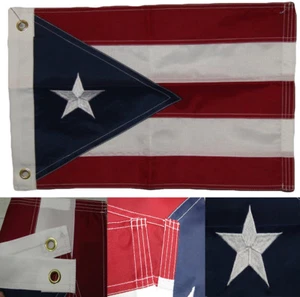 12x18 Embroidered Sewn Puerto Rico Country PR 220D Nylon Flag 12"x18" Grommets - Picture 1 of 9