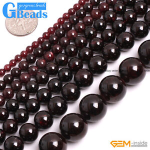 Natural Stone Dark Red Garnet Round Beads For Jewelry Making Free Shipping 15"