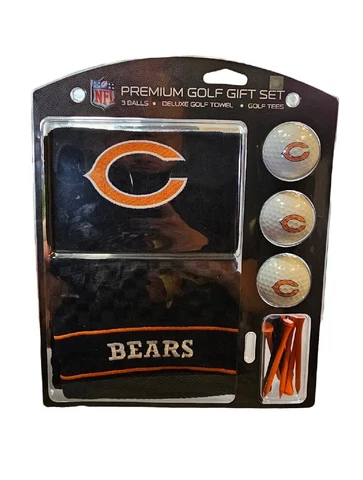 NFL Chicago Bears Football Golf Gift Set 3 Balls 1 Deluxe Towel & Tees BRAND NEW Cover