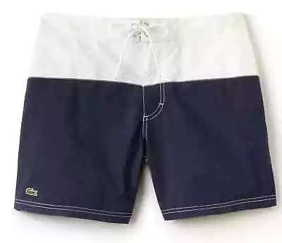 Pantalones Cortos de Tafetán Lacoste MH7093, Blanco/Azul Marino, Talla S Nuevos con Etiquetas Foto 1 de 2