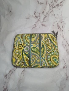 Vera Bradley Laptop Case Blue Yellow Paisley Tapestry Quilted Boho Hippie 11x14 - Picture 1 of 9