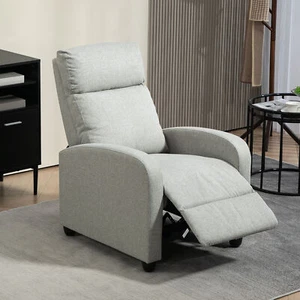 Push Back Recliner Armchair with Adjustable Footrest, Light Grey - Picture 1 of 11