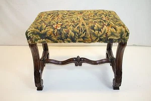 FRANCH Window Hall Bench Covered in Colorful Tapestry c. 19th - Picture 1 of 12