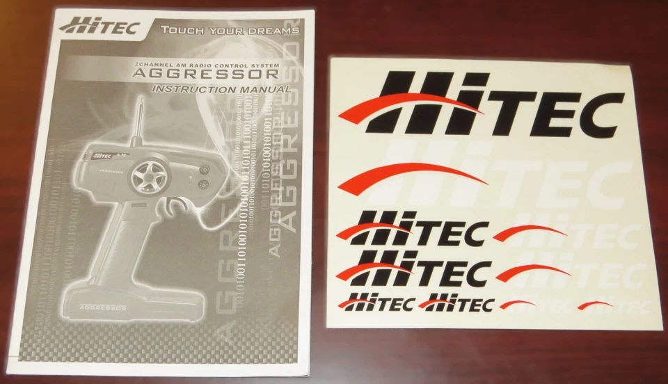 Vintage Hitec aggressor radio manual and sticker set hi-tec xtm hpi traxxas - Image 1 of 1