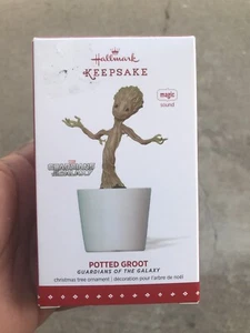 2015 NIB Hallmark Ornament Guardians of the Galaxy Potted Groot - Magic Sound - Picture 1 of 8