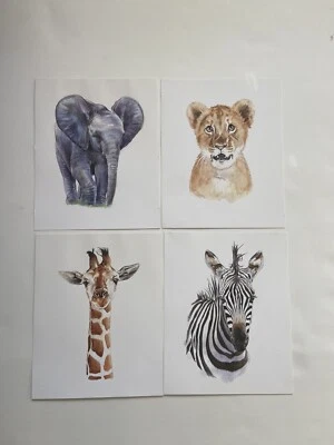 Safari Animal Art For Kids Room Elephant Lion Giraffe Zebra 8x10 - Image 1 of 4