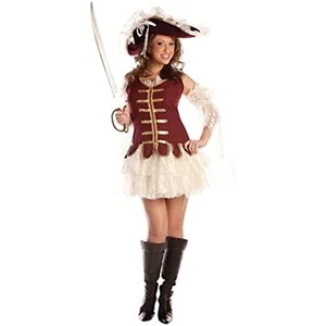 Underwraps - Sexy Treasure Pirate Costume - Adult Size Medium - White/Maroon - Picture 1 of 1