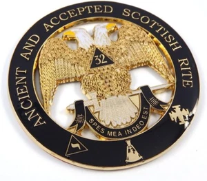 Ancient and Accepted Scottish Rite 32 deg 3" auto Emblem Metal car Decal MAS21 - Foto 1 di 1