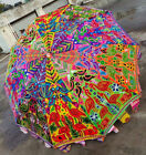 Indian Cotton Garden Umbrella Parasol Embroidered Sun Shade Patio Outdoor 72"