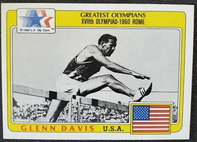 1983 Glenn Davis EUA 1956 + 1960 Olimpíadas Barreiras Ouro Roma 1984 LA Card #97 - Imagem 1 de 4