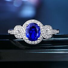 2.10Ct Oval Cut Simulated Sapphire 925 Sterling Silver Halo Ring Engagement Ring