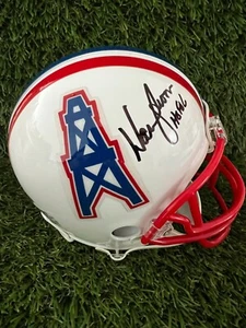 WARREN MOON AUTOGRAPHED HOUSTON OILERS MINI HELMET HALL OF FAME LEGEND WITH COA - Picture 1 of 5