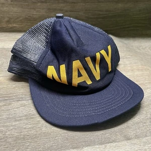Vintage U.S. NAVY Trucker Hat Cap Snapback Made in USA Mesh Foam Military - Picture 1 of 5