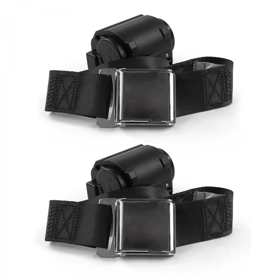 Kit de cinturón de seguridad con canastilla retráctil negro Ford 1957-1959 Airplane 2pt - 2 cinturones  Foto 1 de 1