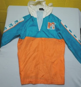 Abrigo chaqueta cortavientos MTV 2019 mediano M Miami azul naranja blanco - Imagen 1 de 8