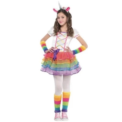 Rainbow Unicorn Costume Kids Girls Halloween Dress Up Size Medium 8-10 Years NEW - Image 1 of 4