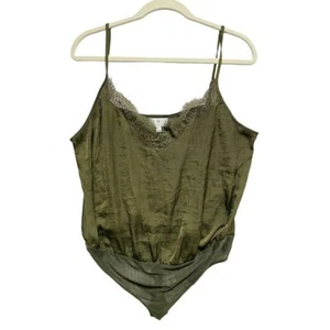 Socialite Damen Body olivgrün Spitzenbesatz Satin Größe M - Bild 1 von 6