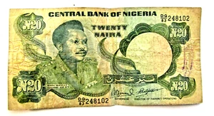 BANKNOTES, NIGERIA 20 NAIRA, 1984- ND ISSUE, GOOD, P26e - Picture 1 of 2