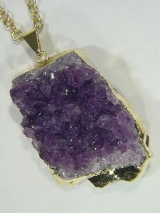 BUTW Gold elektrogeformter natürlicher Amethyst 25 gr Kristall Cluster Anhänger 1385D - Bild 1 von 1