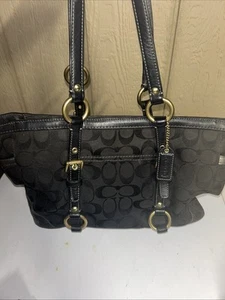 Vintage Coach Schultertasche Handtasche schwarz Wildleder/Canvas Signatur F060-10384 - Bild 1 von 8