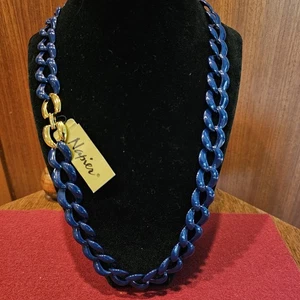 Vintage Napier Halskette neu mit Etikett - kräftiges Blau & Gold Statement Kette - Bild 1 von 9