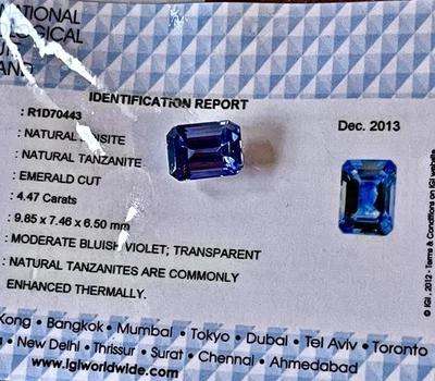 Piedra preciosa de tanzanita azul natural rara 4,47 CT corte esmeralda limpio Foto 1 de 4