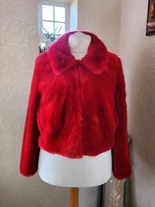 CHRISTMAS RED FLUFFY JACKET FROM ZARA SIZE XL £79.99 fit a 14/16 - Picture 1 of 3
